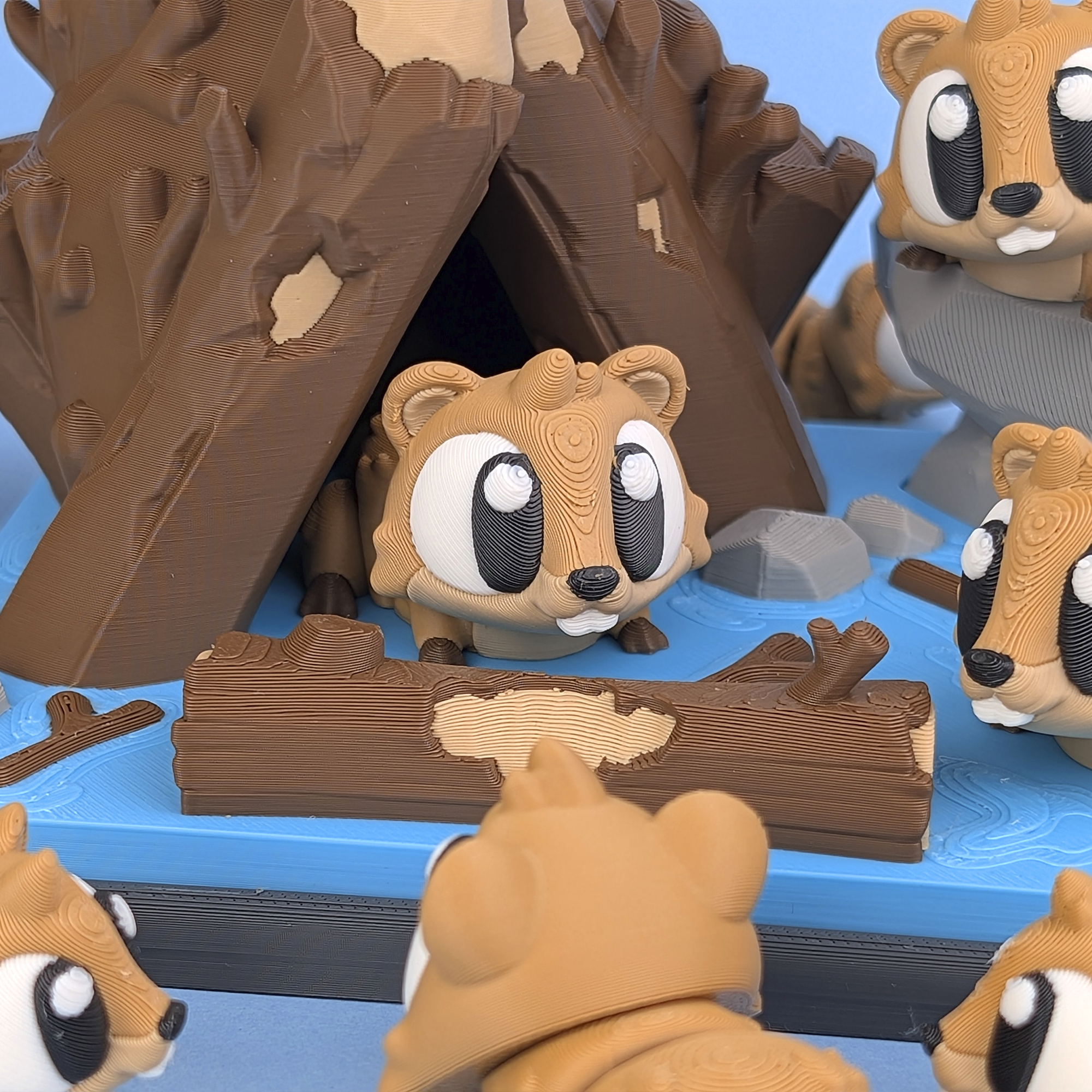 Flexi Beaver & River Hut Playset | 3D Printed Woodland Animal Toy