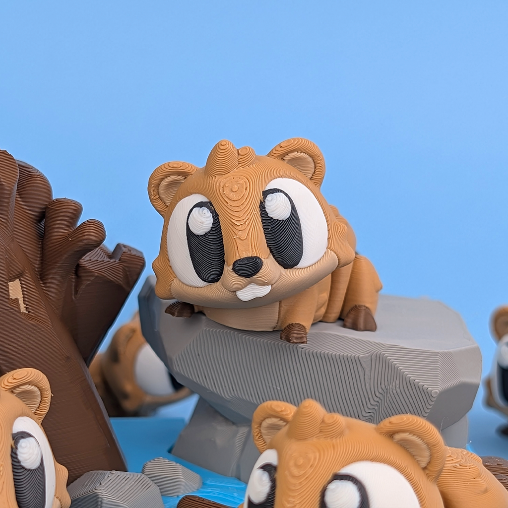 Flexi Beaver & River Hut Playset | 3D Printed Woodland Animal Toy