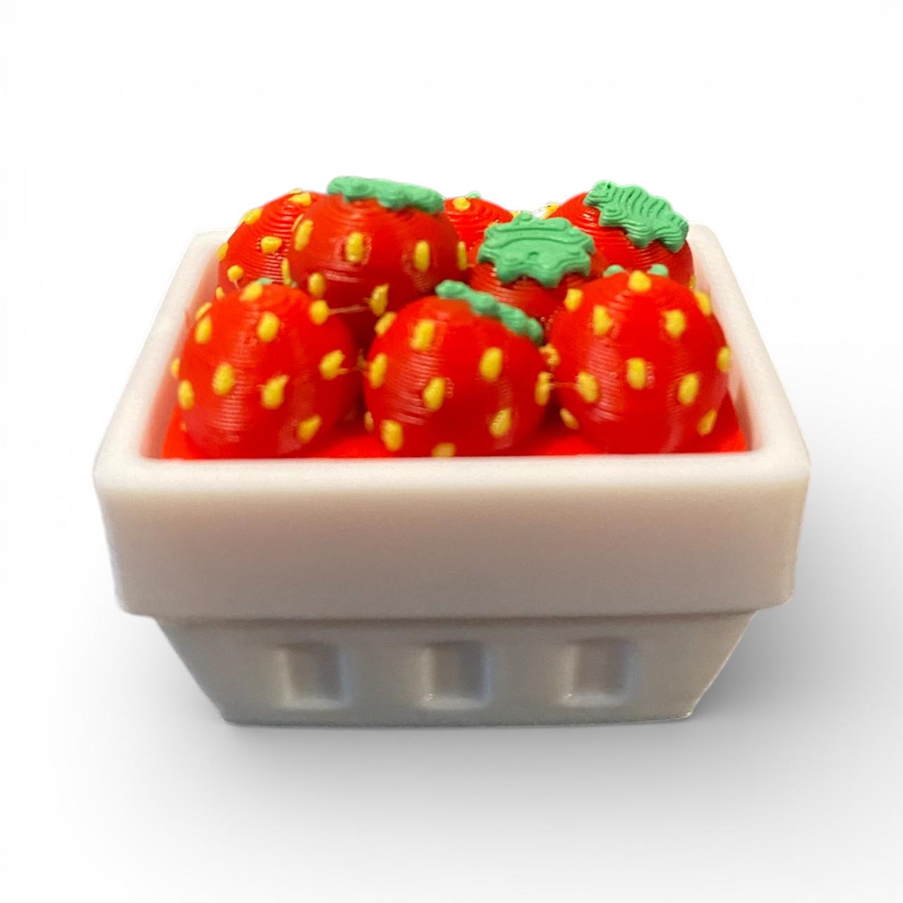 Strawberry Basket Fidget Clicker | Kawaii Sensory Toy, 3D Printed Stress Relief Keychain