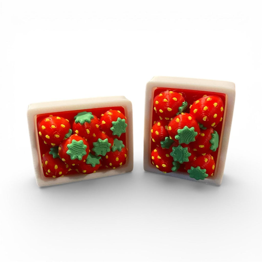 Strawberry Basket Fidget Clicker | Kawaii Sensory Toy, 3D Printed Stress Relief Keychain