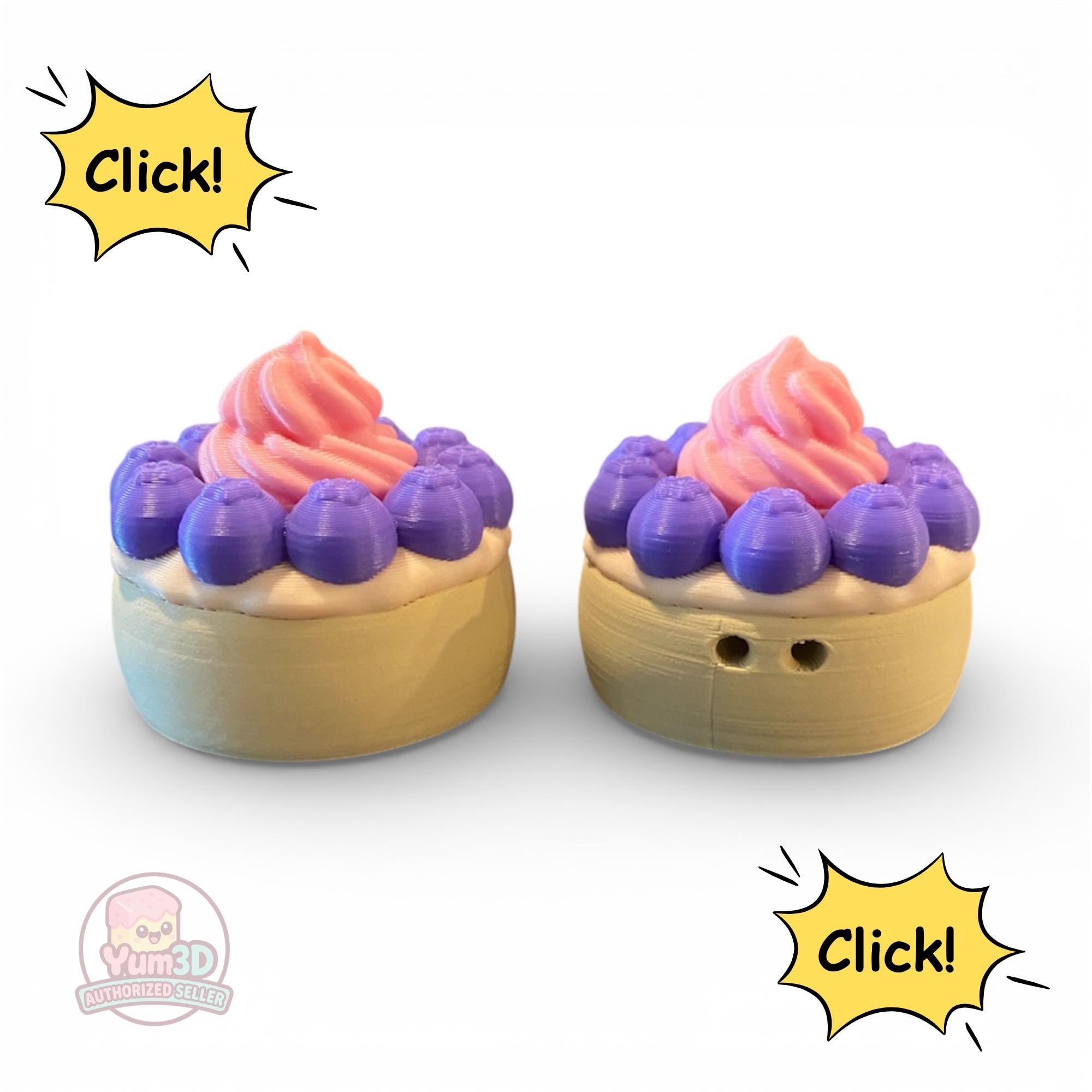 Emotional Support Blueberry Shortcake Anciety Fidget Clicker | 3D Printed Sensory Toy