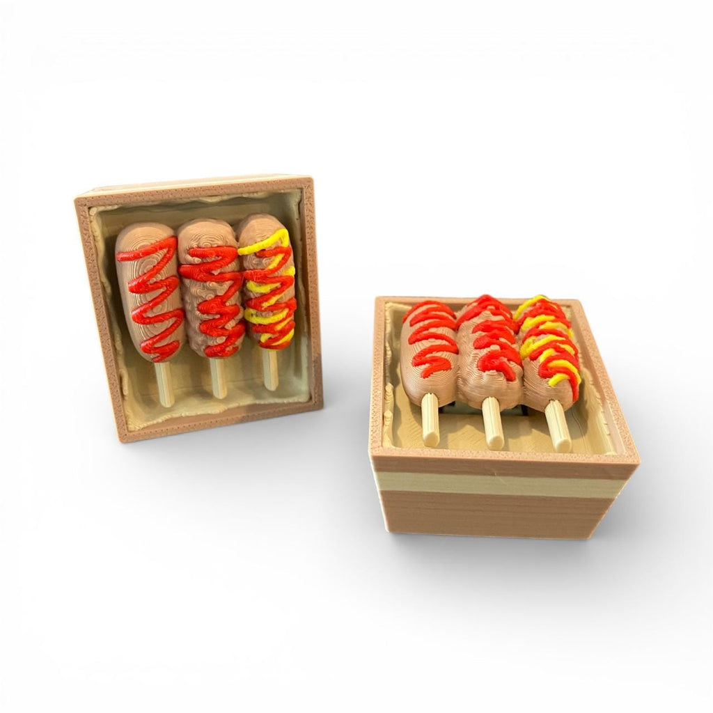 Delightful Kawaii Corn Dog Box anxiety Fidget Clicker | 3D Printed Sensory Toy