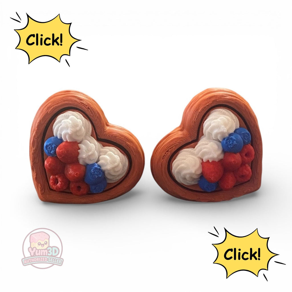 Satisfying Treat Yourself Heart Pastry Anxiety Fidget Clicker Keychain | 3D Printed Sensory Toy