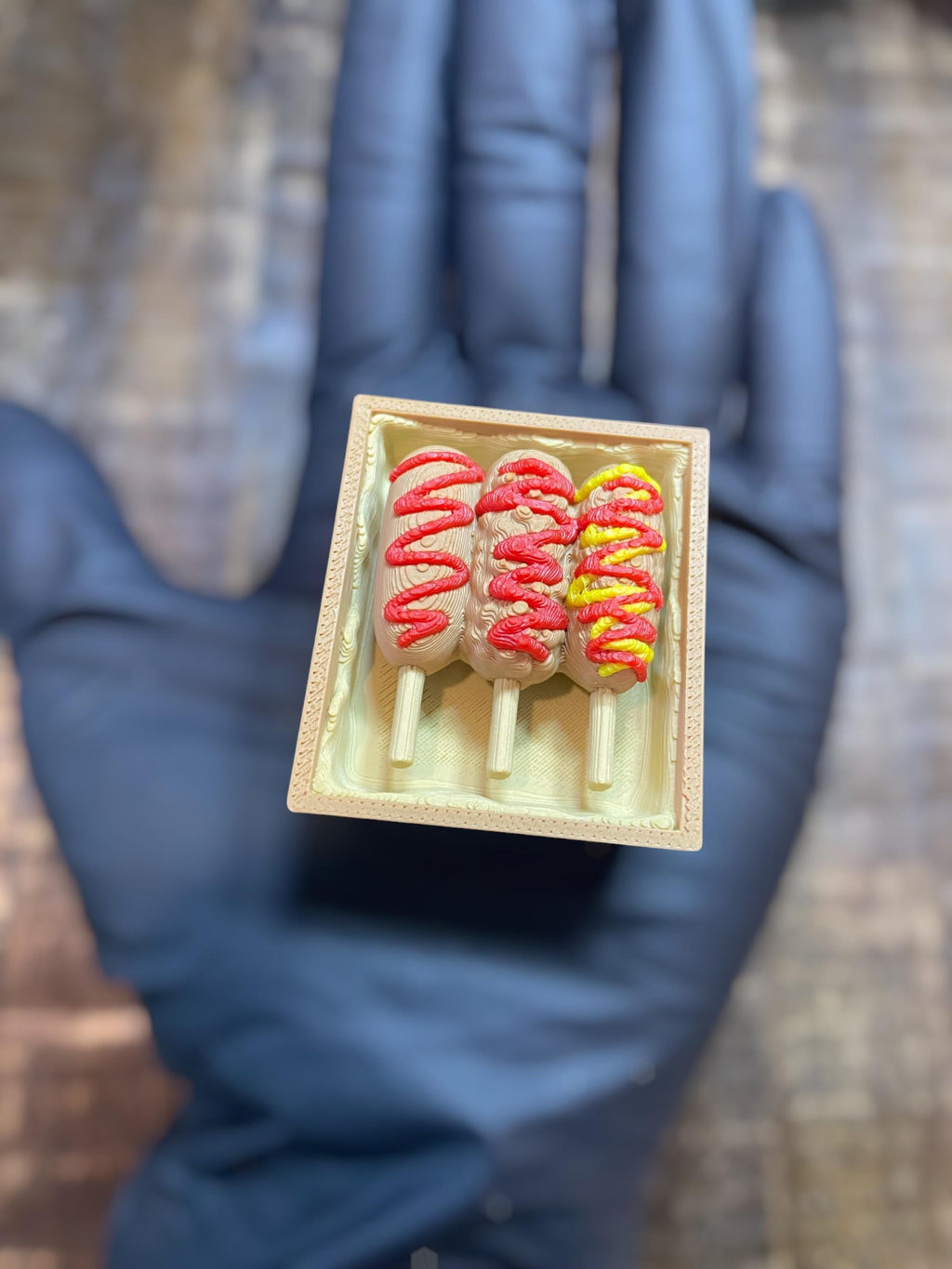 Delightful Kawaii Corn Dog Box anxiety Fidget Clicker | 3D Printed Sensory Toy