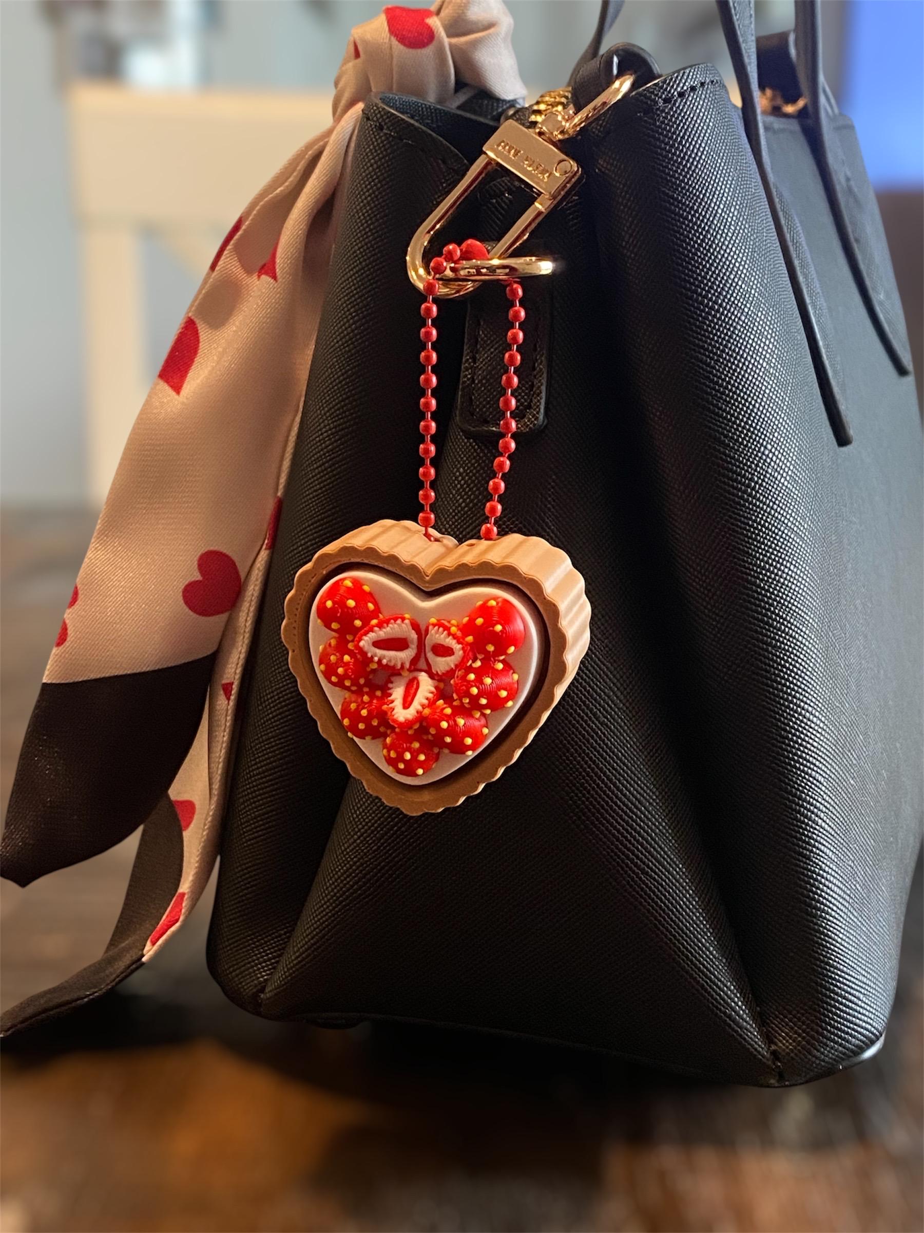 Strawberry Heart Tart Anxiety Fidget Clicker Keychain | Kawaii Dessert Sensory Toy