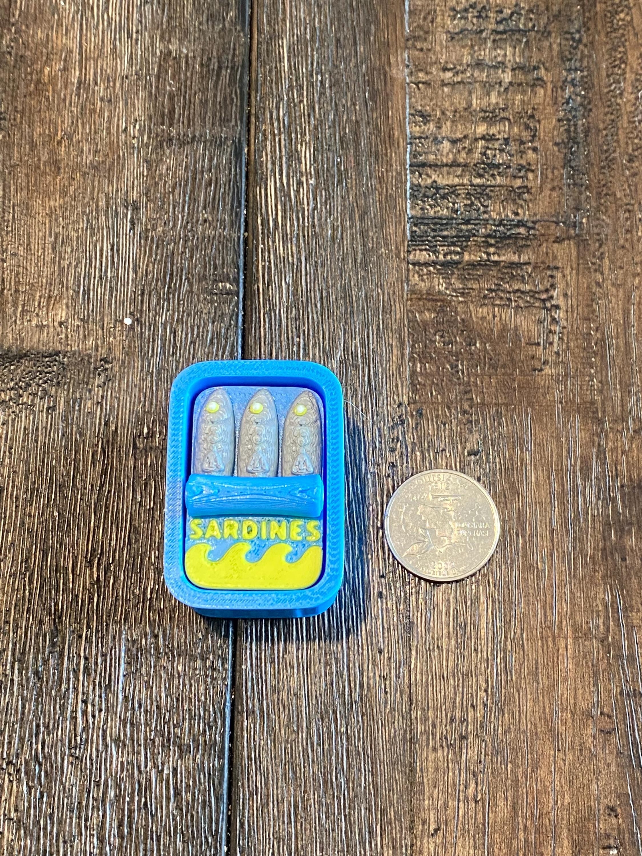 Tactile Sardine Can anxiety Fidget Clicker Keychain | 3D Printed Sensory Toy
