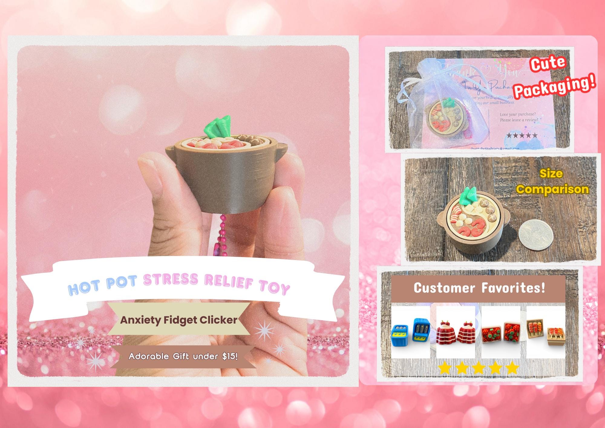 Tactile Hot Pot anxiety Fidget Clicker Keychain | 3D Printed Sensory Toy