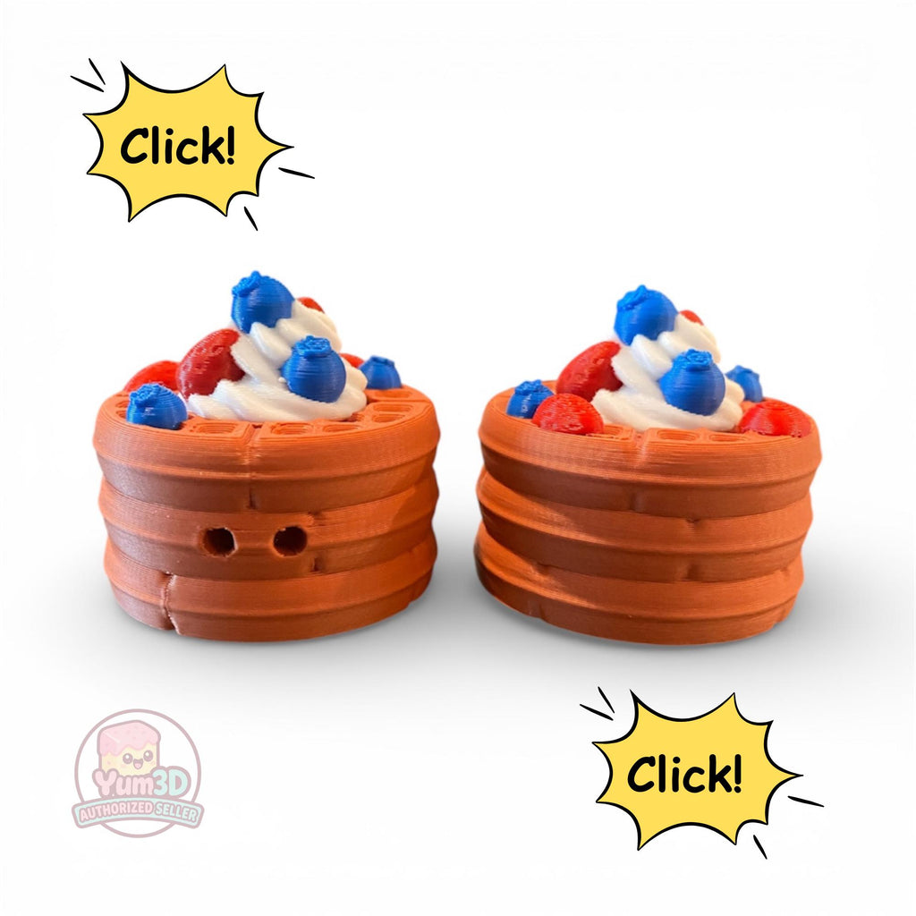 Stress Relief Berry Waffle Anxiety Fidget Clicker Keychain | 3D Printed Sensory Toy