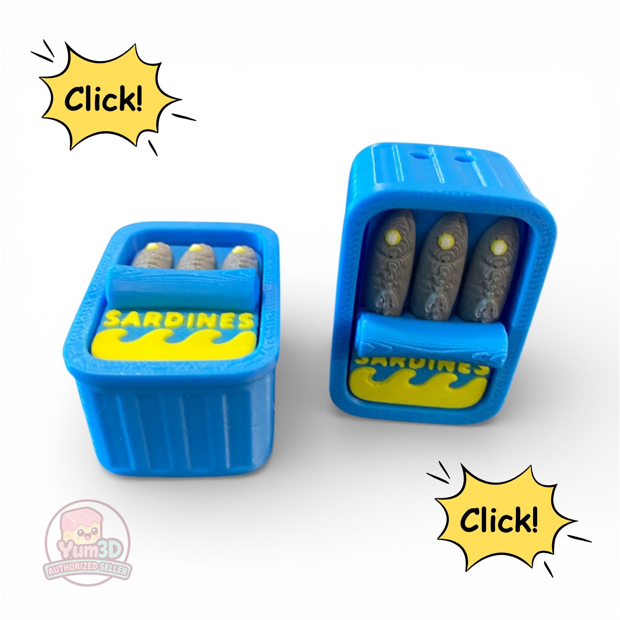 Tactile Sardine Can anxiety Fidget Clicker Keychain | 3D Printed Sensory Toy
