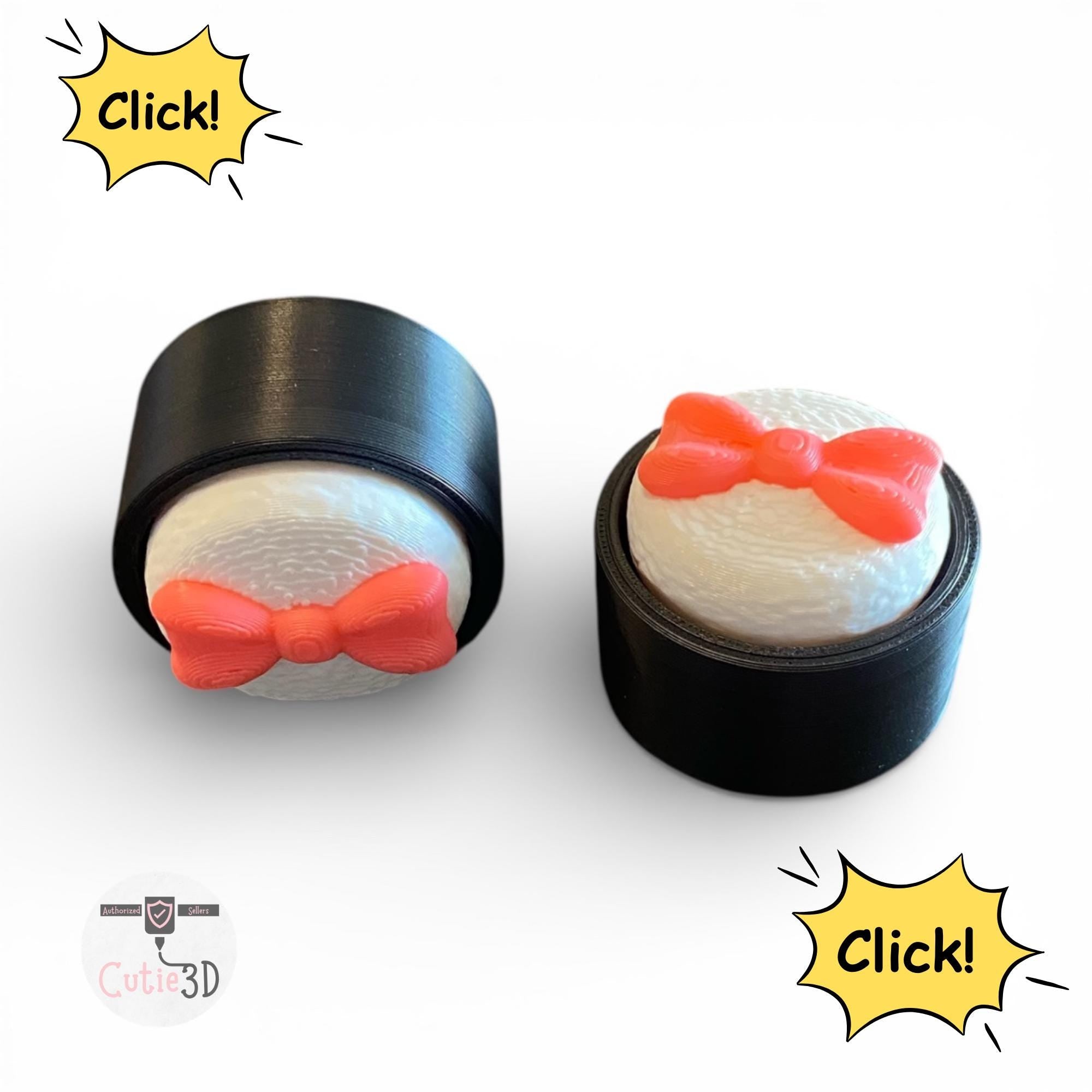 Kawaii Powder Puff Anxiety Fidget Clicker | 3D Printed Stress Relief Toy