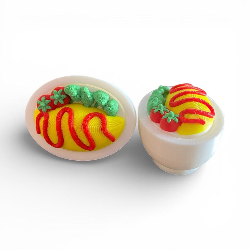 Charming Omurice anxiety Fidget Clicker Keychain | 3D Printed Kawaii Food Sensory Toy