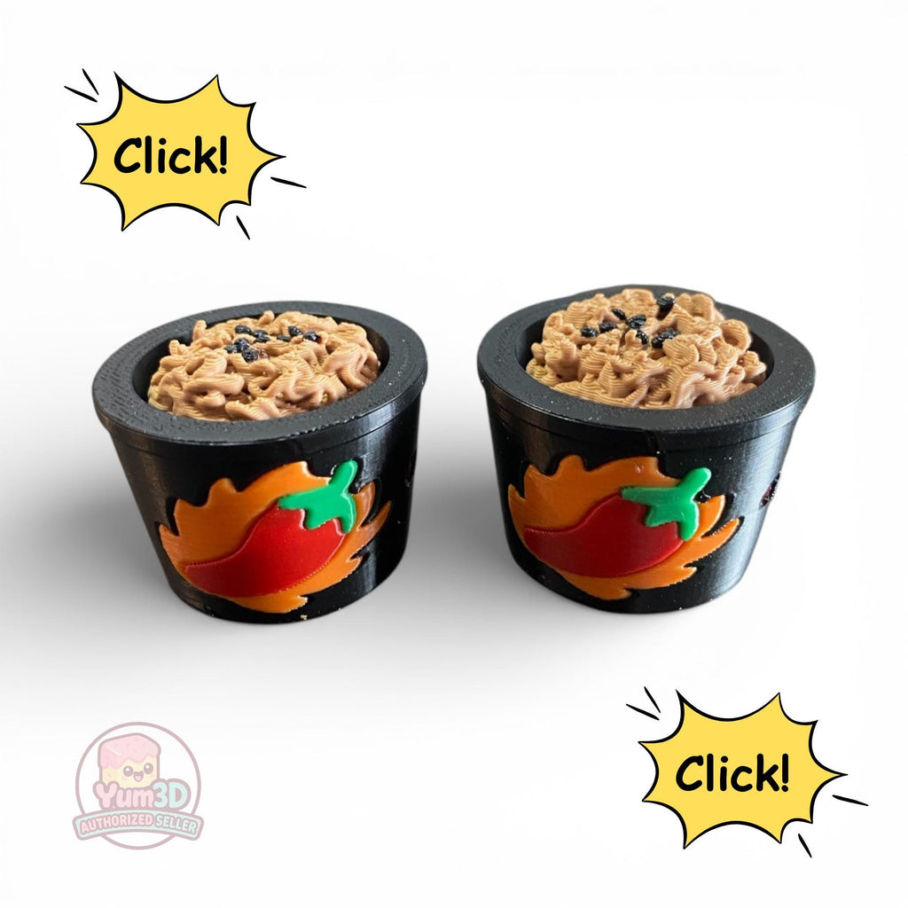 Fan Favorite Spicy Noodles Cup Stress Relief Fidget Clicker | 3D Printed Sensory Desk Toy