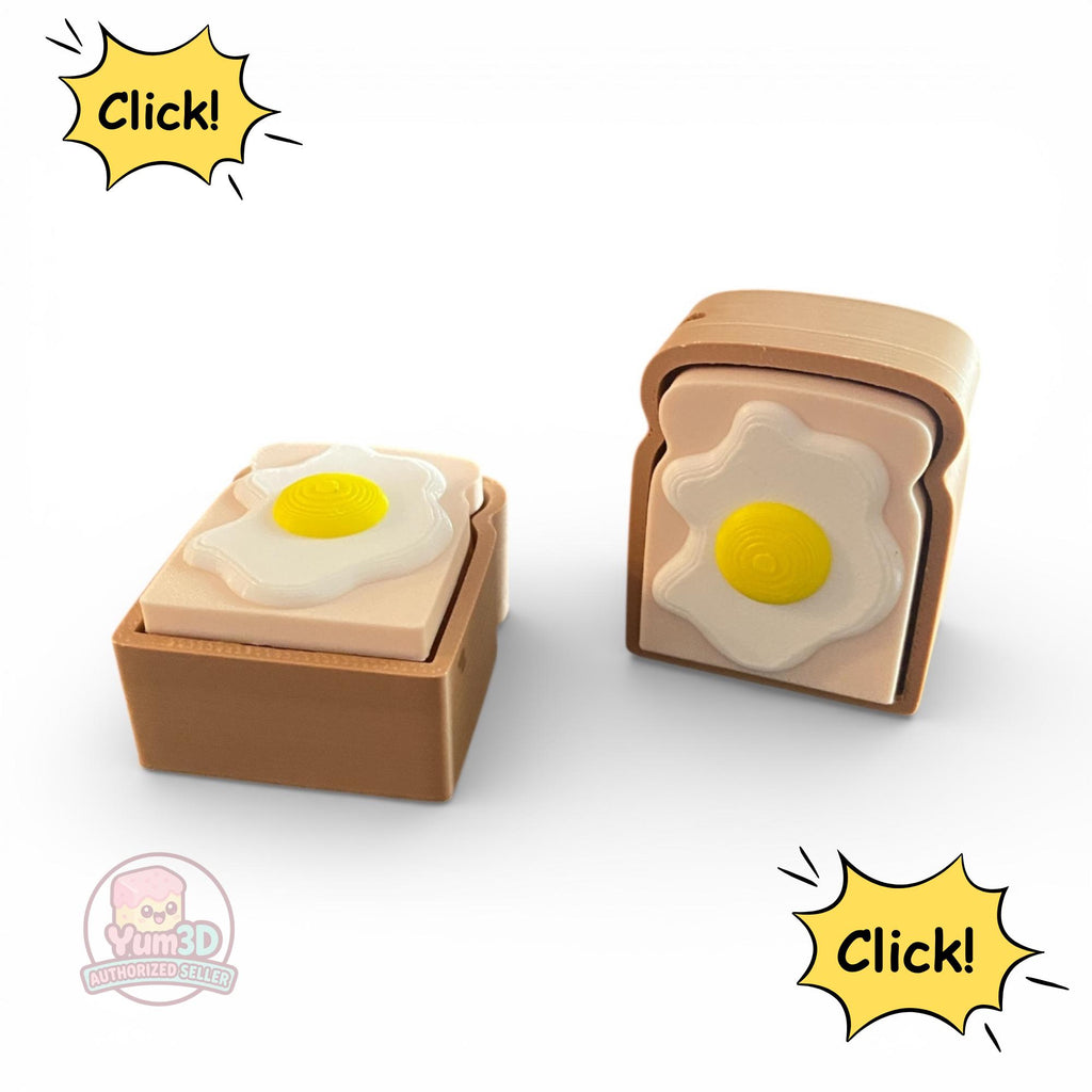 Delightful Morning Toast Fidget Clicker | 3D Printed Sensory Toy Keychain