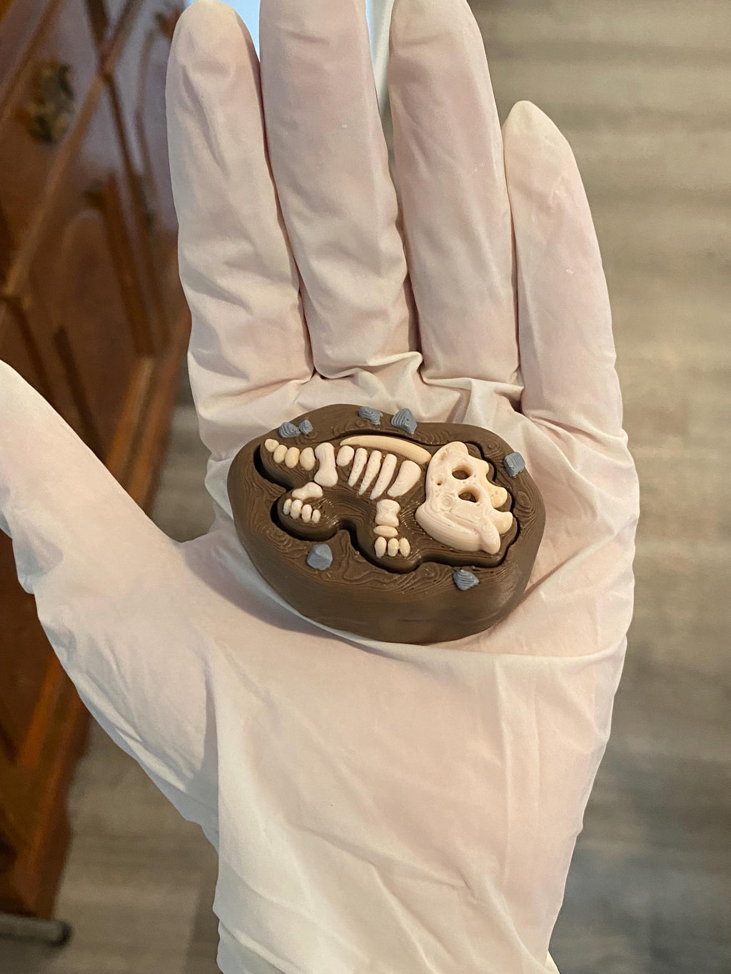 Tactile Dinosaur Fossil Anxiety Fidget Clicker Keychain | Dino Sensory Toy | 3D Printed Stress Reliver