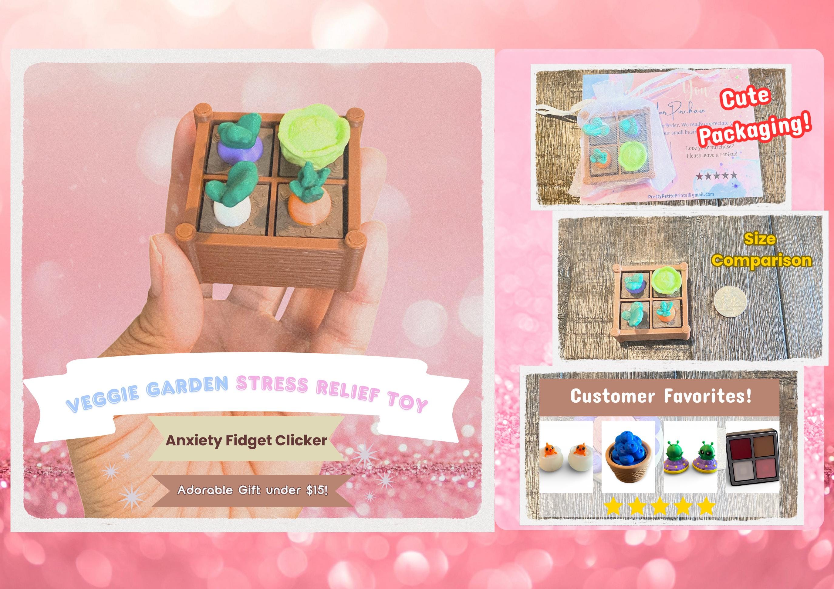 Sensory Rich Veggie Garden Fidget Clicker Keychain | 3D Printed Sensory Toy