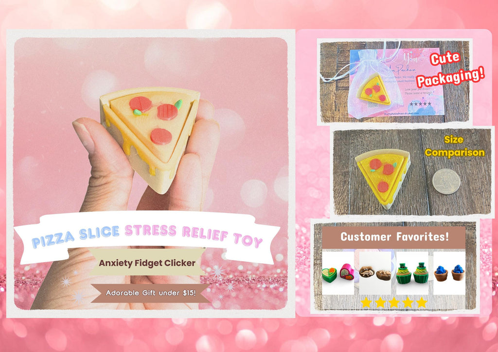 Pizza Slice Fidget Clicker Keychain | 3D Printed Sensory Toy