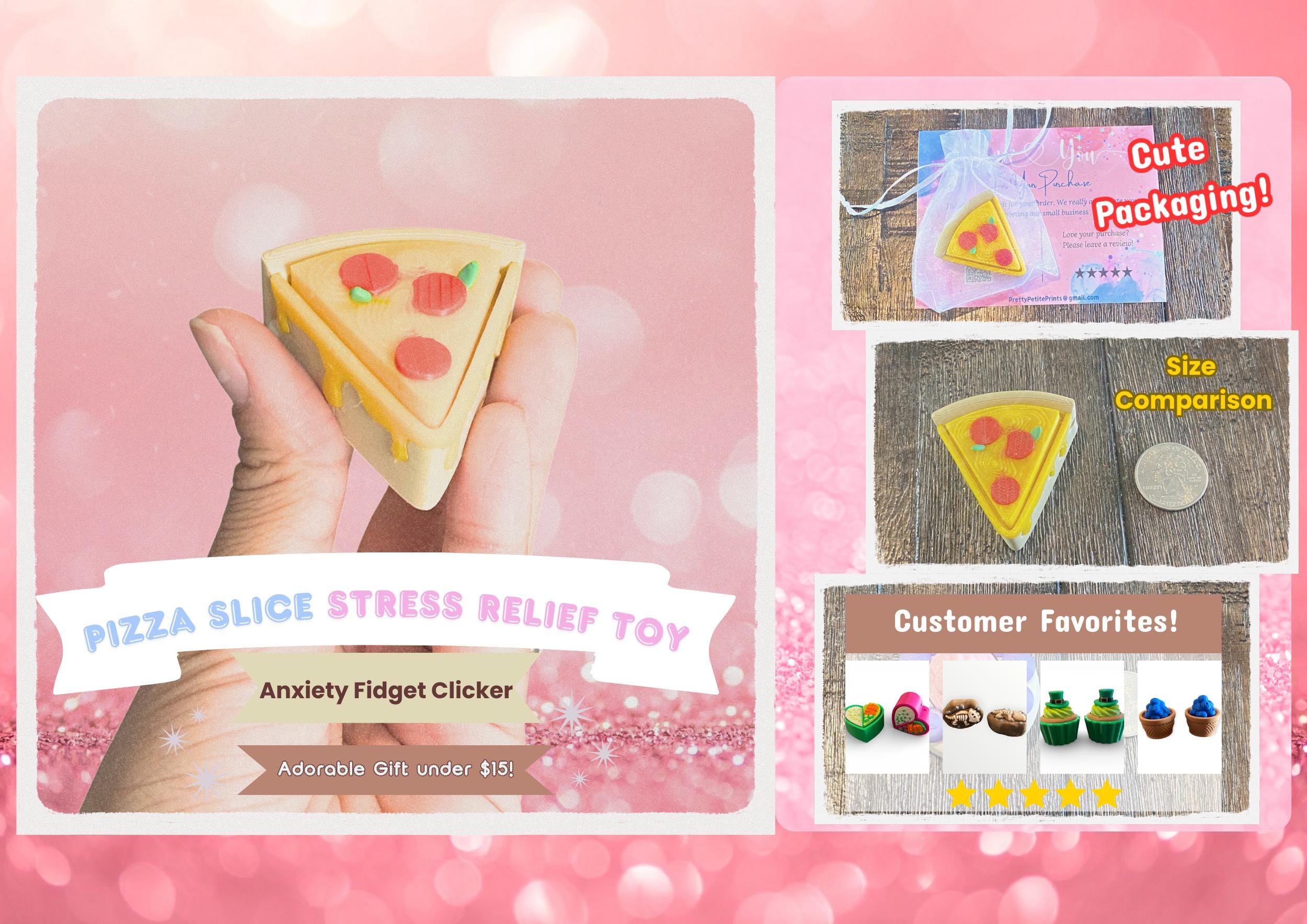 Pizza Slice Fidget Clicker Keychain | 3D Printed Sensory Toy