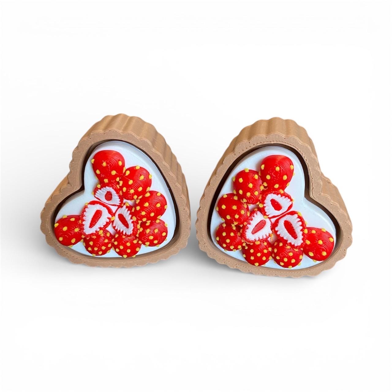 Strawberry Heart Tart Anxiety Fidget Clicker Keychain | Kawaii Dessert Sensory Toy