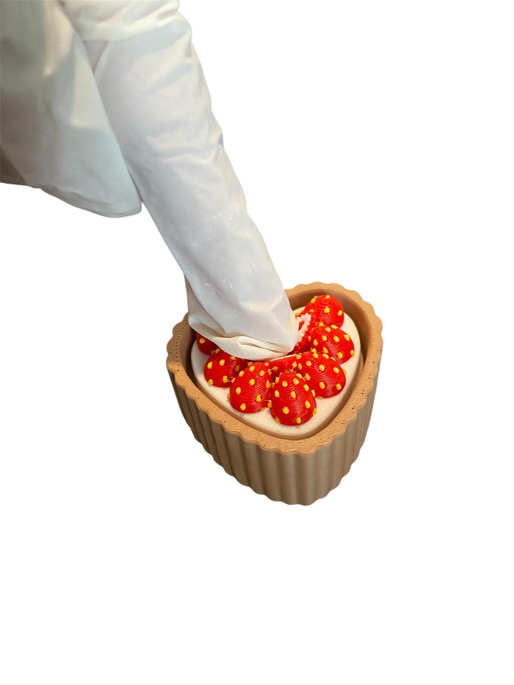 Strawberry Heart Tart Anxiety Fidget Clicker Keychain | Kawaii Dessert Sensory Toy