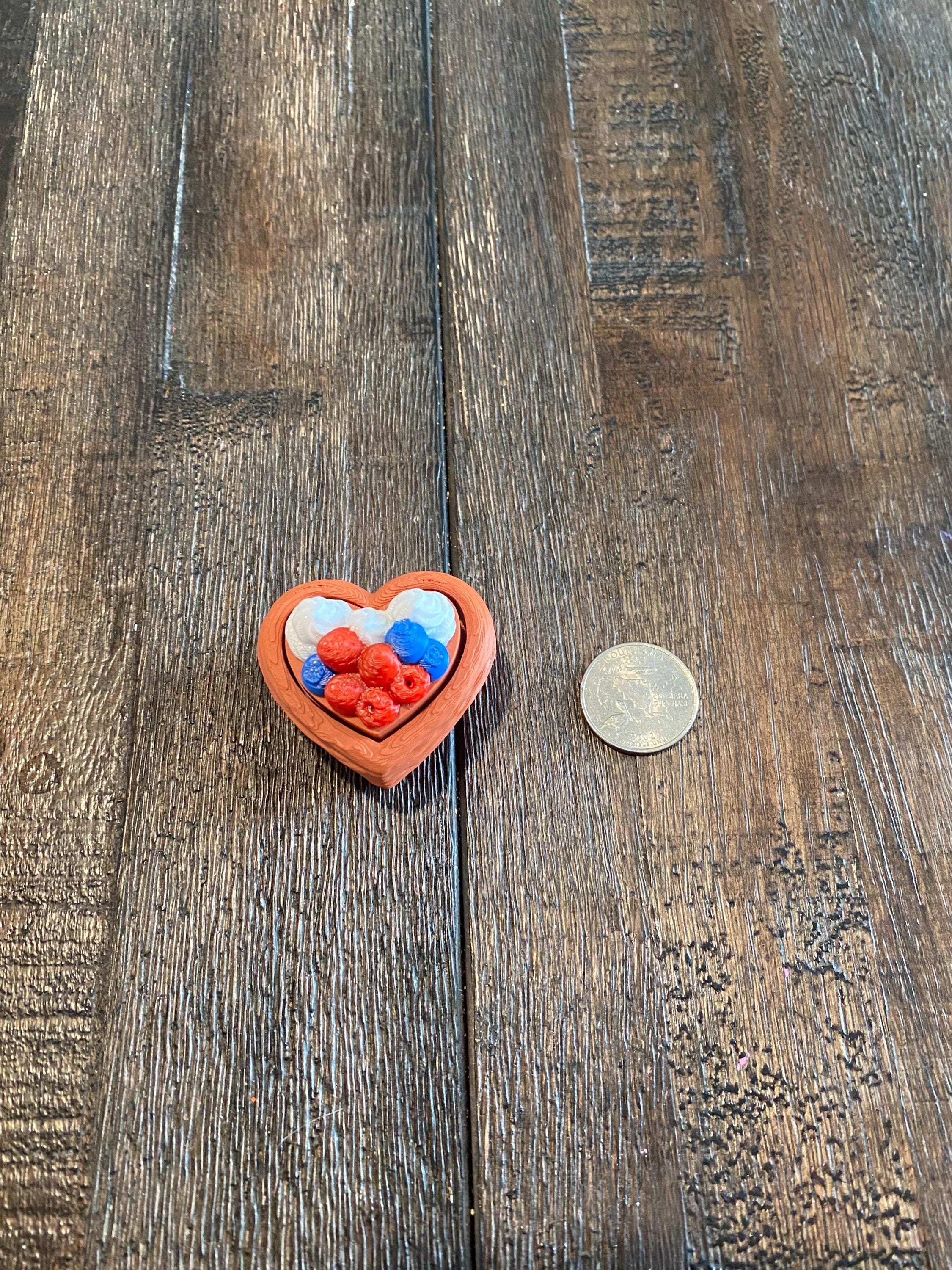 Satisfying Treat Yourself Heart Pastry Anxiety Fidget Clicker Keychain | 3D Printed Sensory Toy