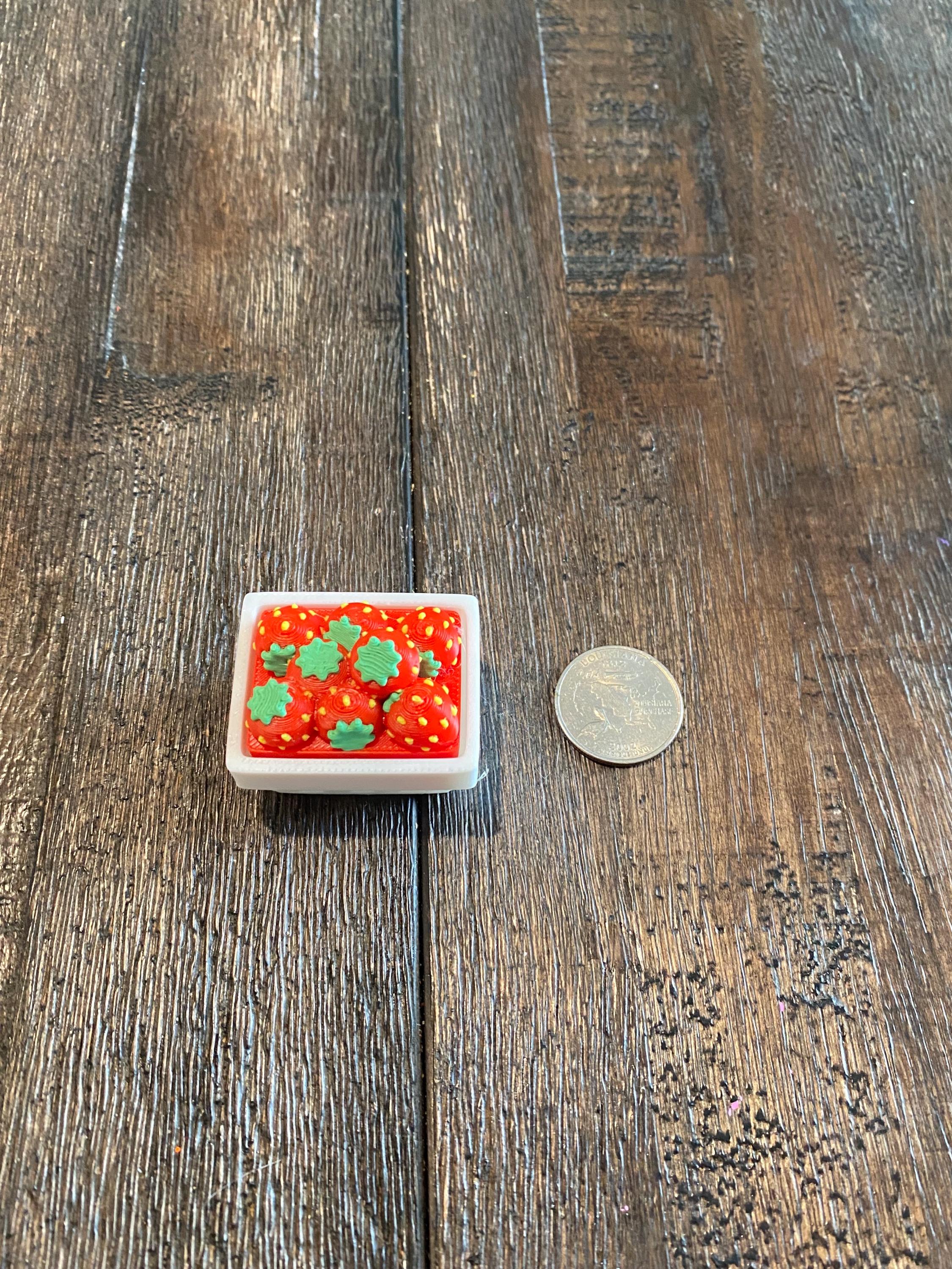 Strawberry Basket Fidget Clicker | Kawaii Sensory Toy, 3D Printed Stress Relief Keychain