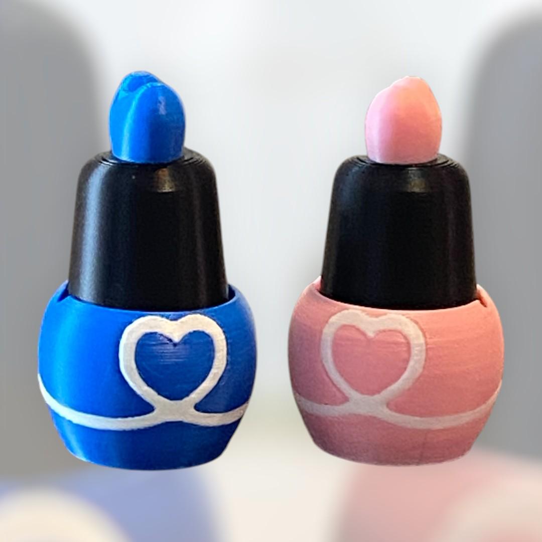 Kawaii Nail Polish Anxiety Fidget Clicker Keychain | 3D Printed Sensory Toy, Stress Relief Gift