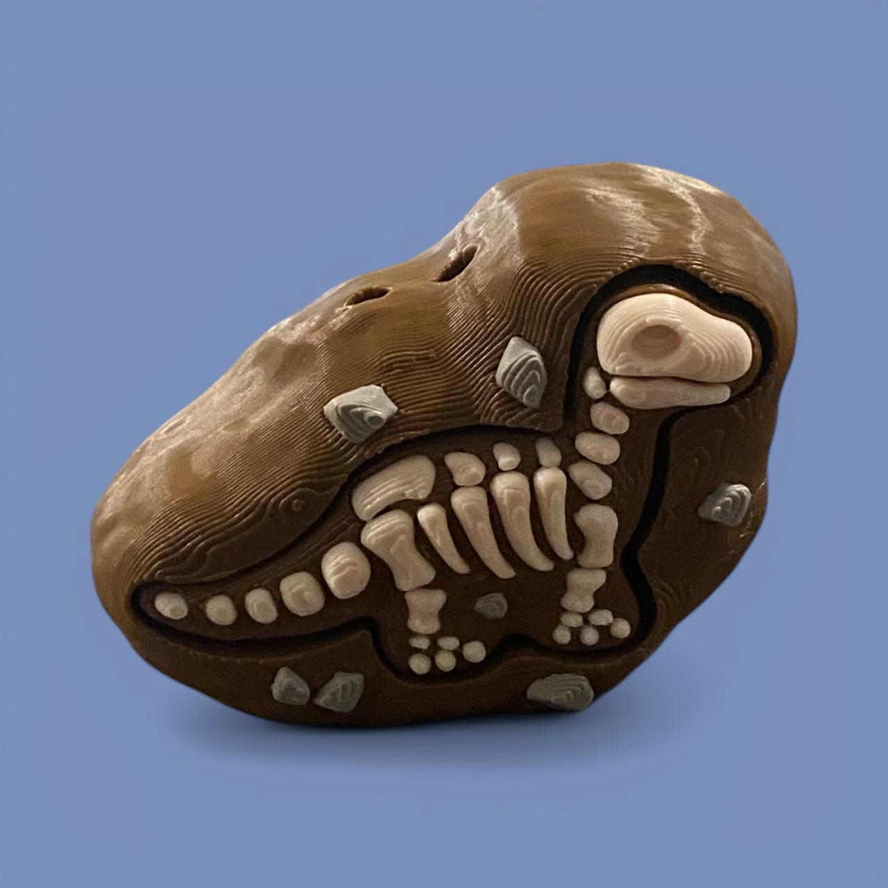 Tactile Dinosaur Fossil Anxiety Fidget Clicker Keychain | Dino Sensory Toy | 3D Printed Stress Reliver