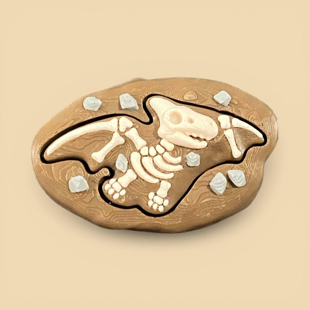 Tactile Dinosaur Fossil Anxiety Fidget Clicker Keychain | Dino Sensory Toy | 3D Printed Stress Reliver