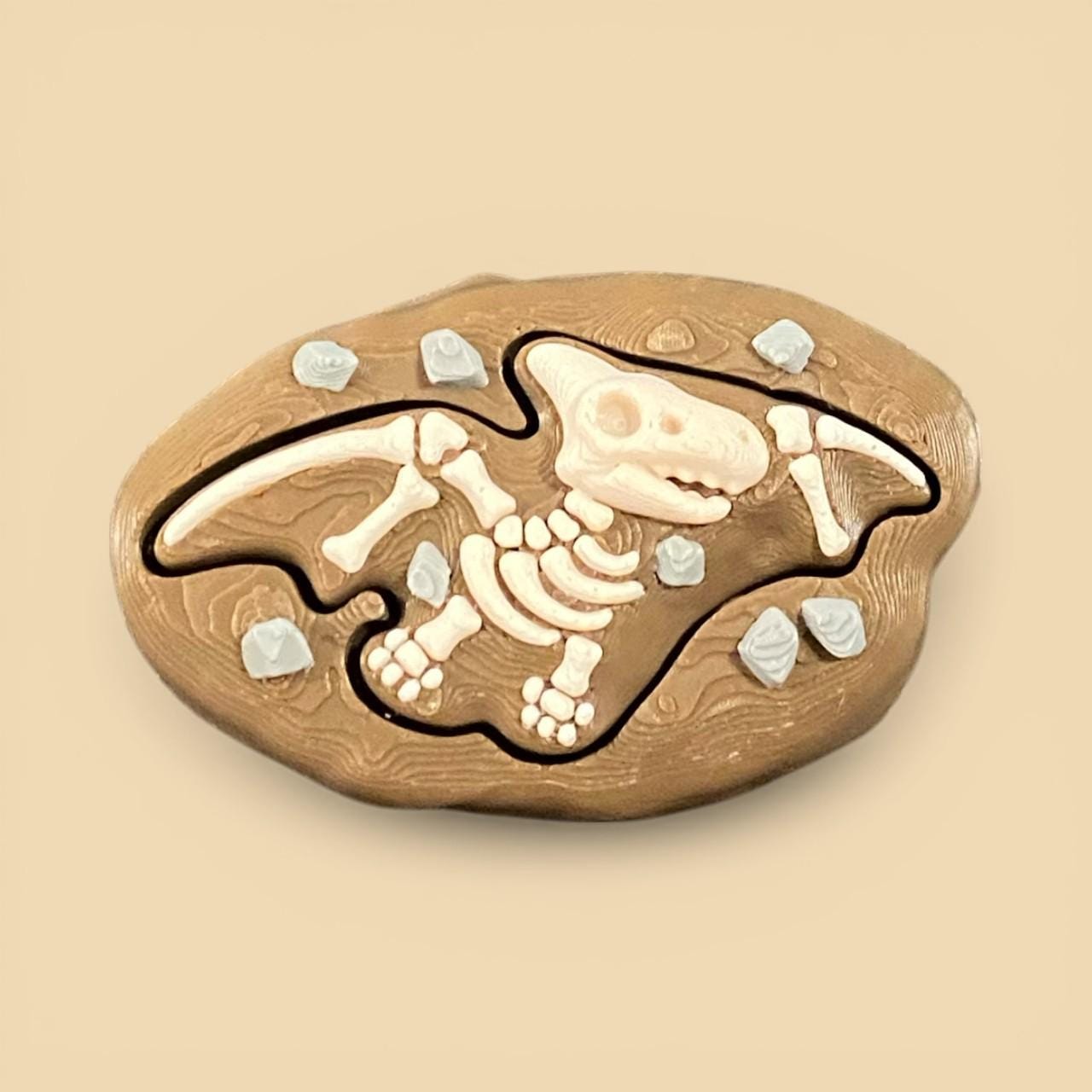 Tactile Dinosaur Fossil Anxiety Fidget Clicker Keychain | Dino Sensory Toy | 3D Printed Stress Reliver