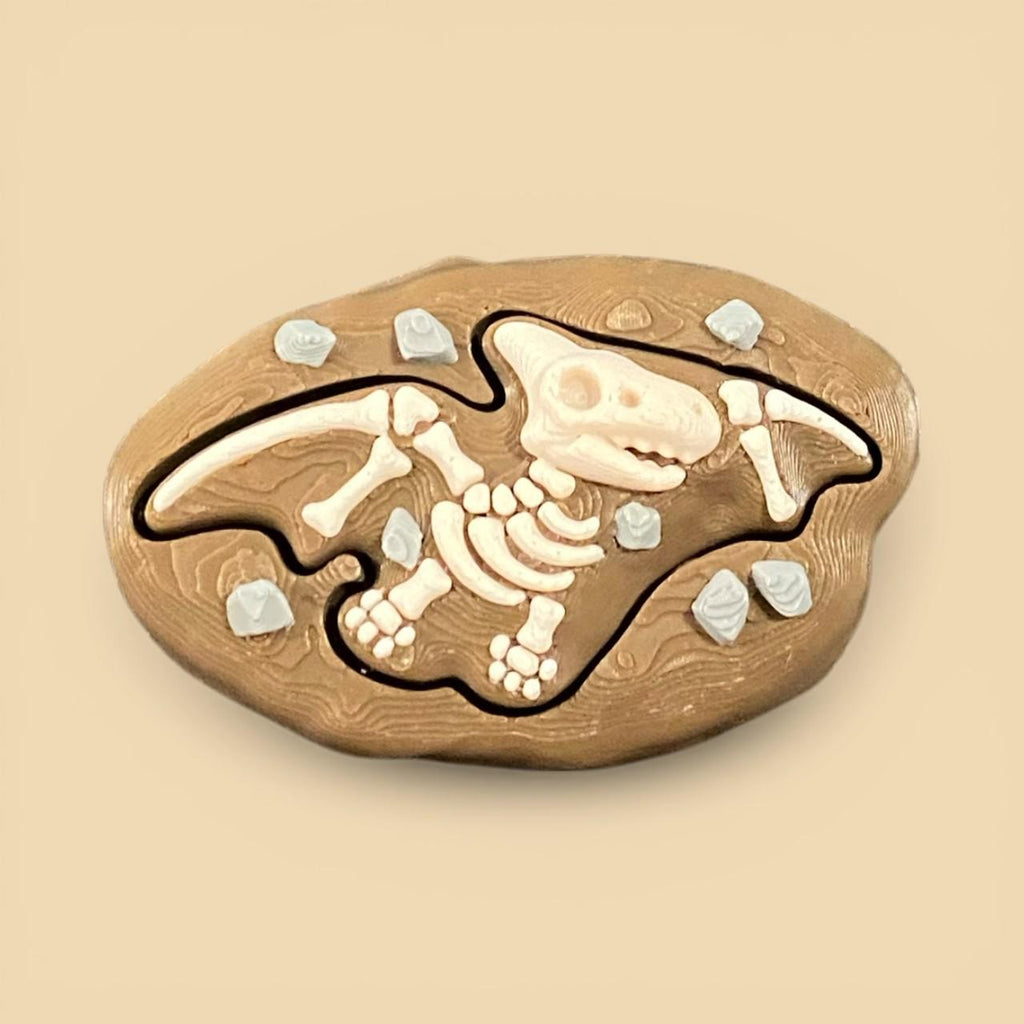 Tactile Dinosaur Fossil Anxiety Fidget Clicker Keychain | Dino Sensory Toy | 3D Printed Stress Reliver
