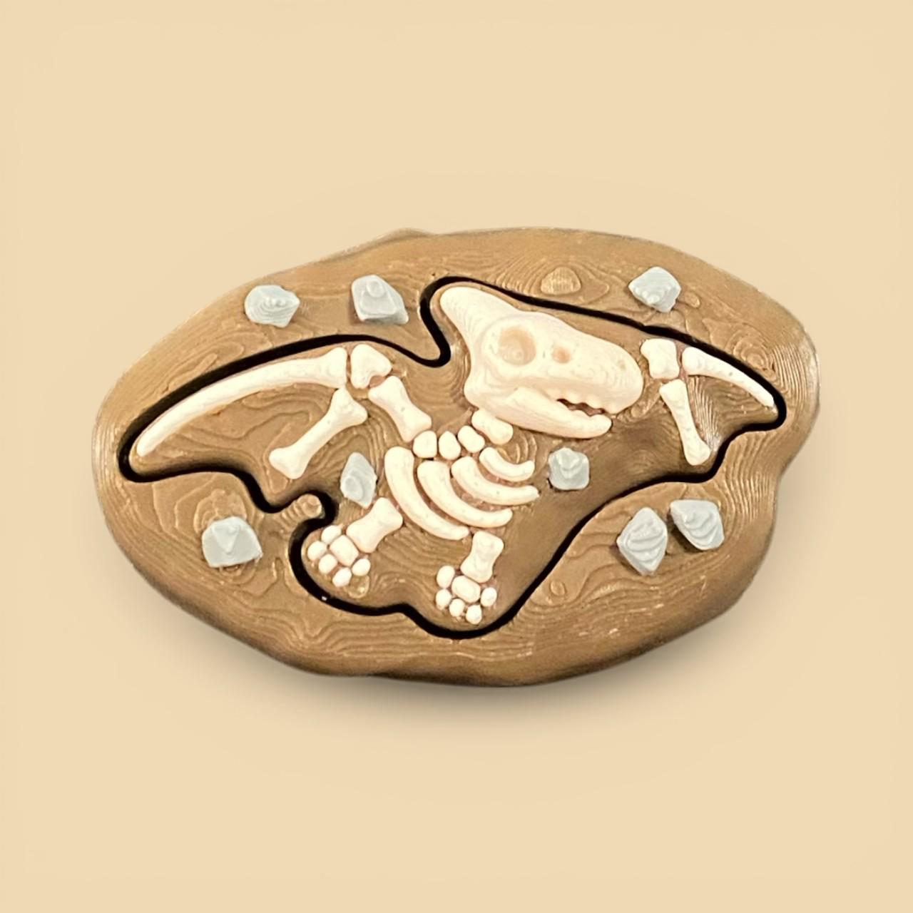 Tactile Dinosaur Fossil Anxiety Fidget Clicker Keychain | Dino Sensory Toy | 3D Printed Stress Reliver