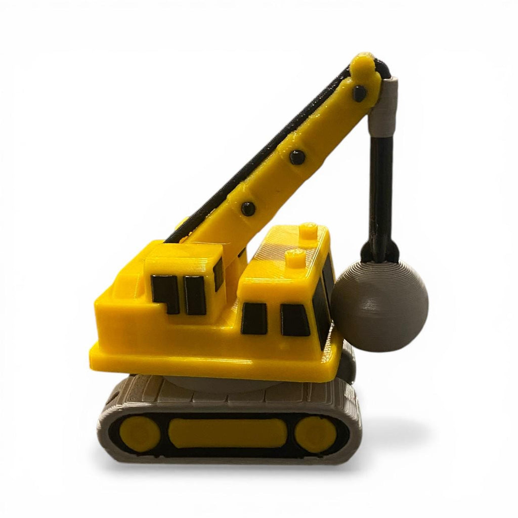 3D Printed Construction Vehicle Fidget Keychain | Spinning Excavator, Wrecking Ball, Bulldozer Sensory Toy