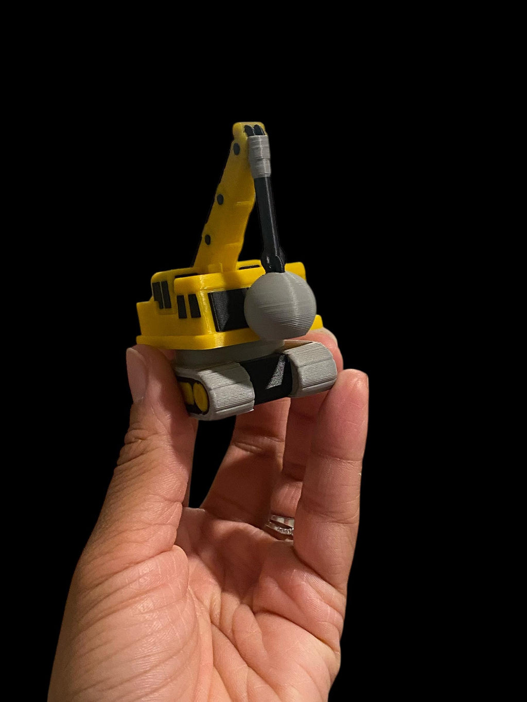 3D Printed Construction Vehicle Fidget Keychain | Spinning Excavator, Wrecking Ball, Bulldozer Sensory Toy