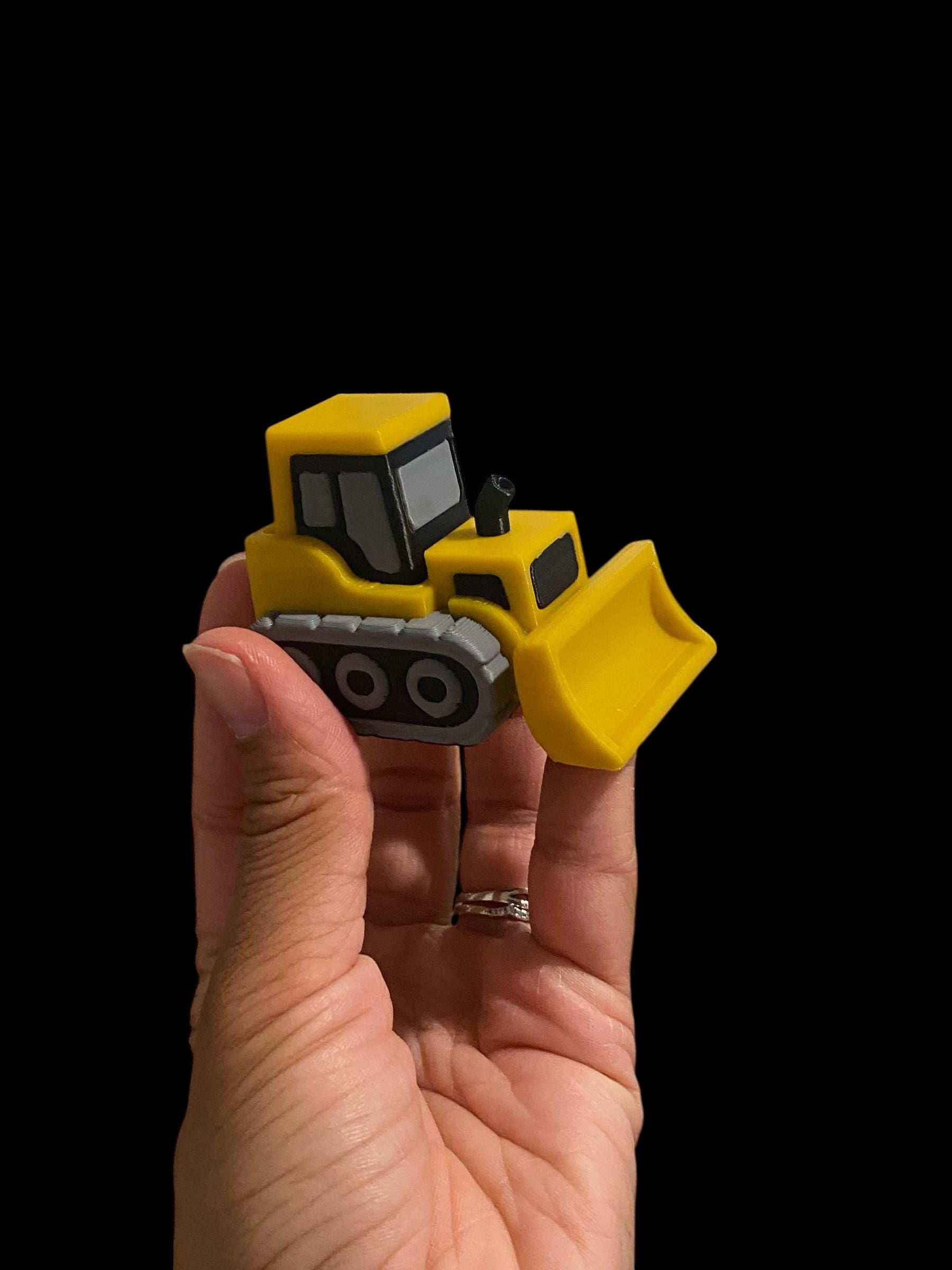 3D Printed Construction Vehicle Fidget Keychain | Spinning Excavator, Wrecking Ball, Bulldozer Sensory Toy