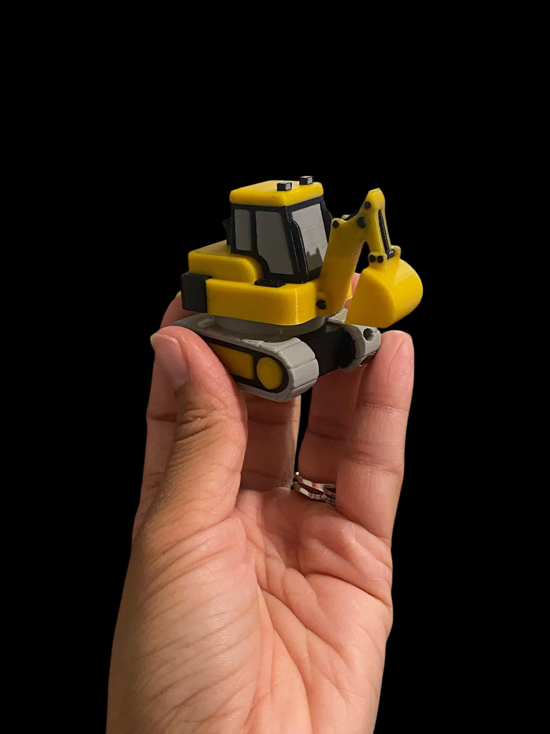 3D Printed Construction Vehicle Fidget Keychain | Spinning Excavator, Wrecking Ball, Bulldozer Sensory Toy