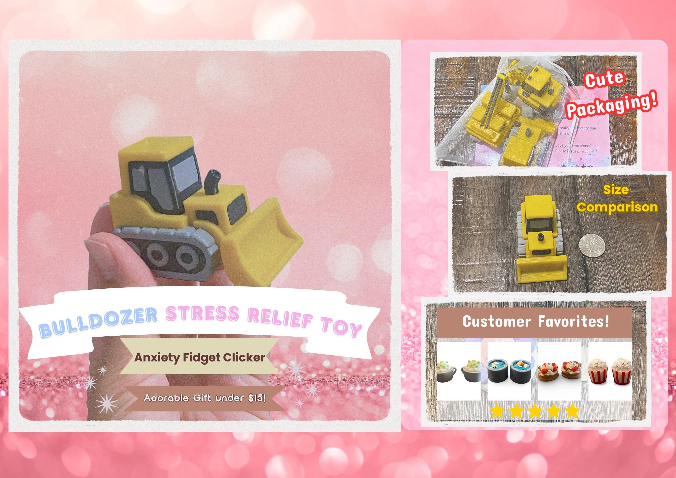 3D Printed Construction Vehicle Fidget Keychain | Spinning Excavator, Wrecking Ball, Bulldozer Sensory Toy