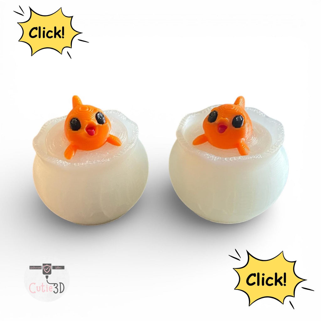 Kawaii Fish in Bowl Fidget Clicker | 3D Printed Stress Relief Toy