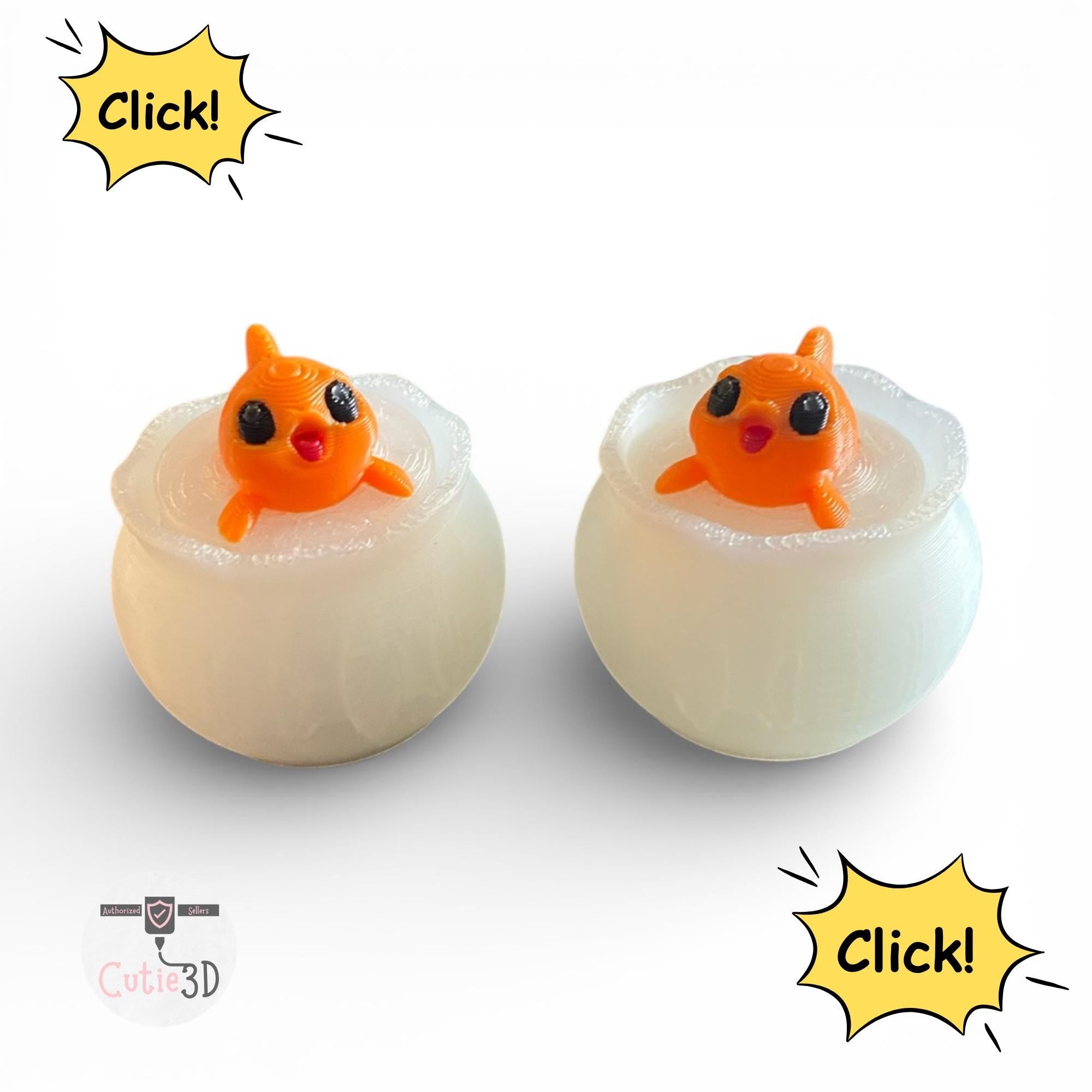 Kawaii Fish in Bowl Fidget Clicker | 3D Printed Stress Relief Toy
