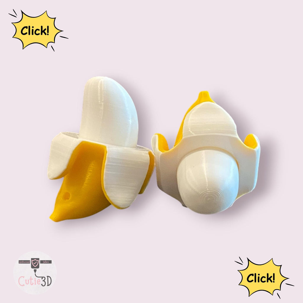 Yummy Peeled Banana Fidget Clicker Keychain | Banana Sensory Toy | Anxiety Stress Relief
