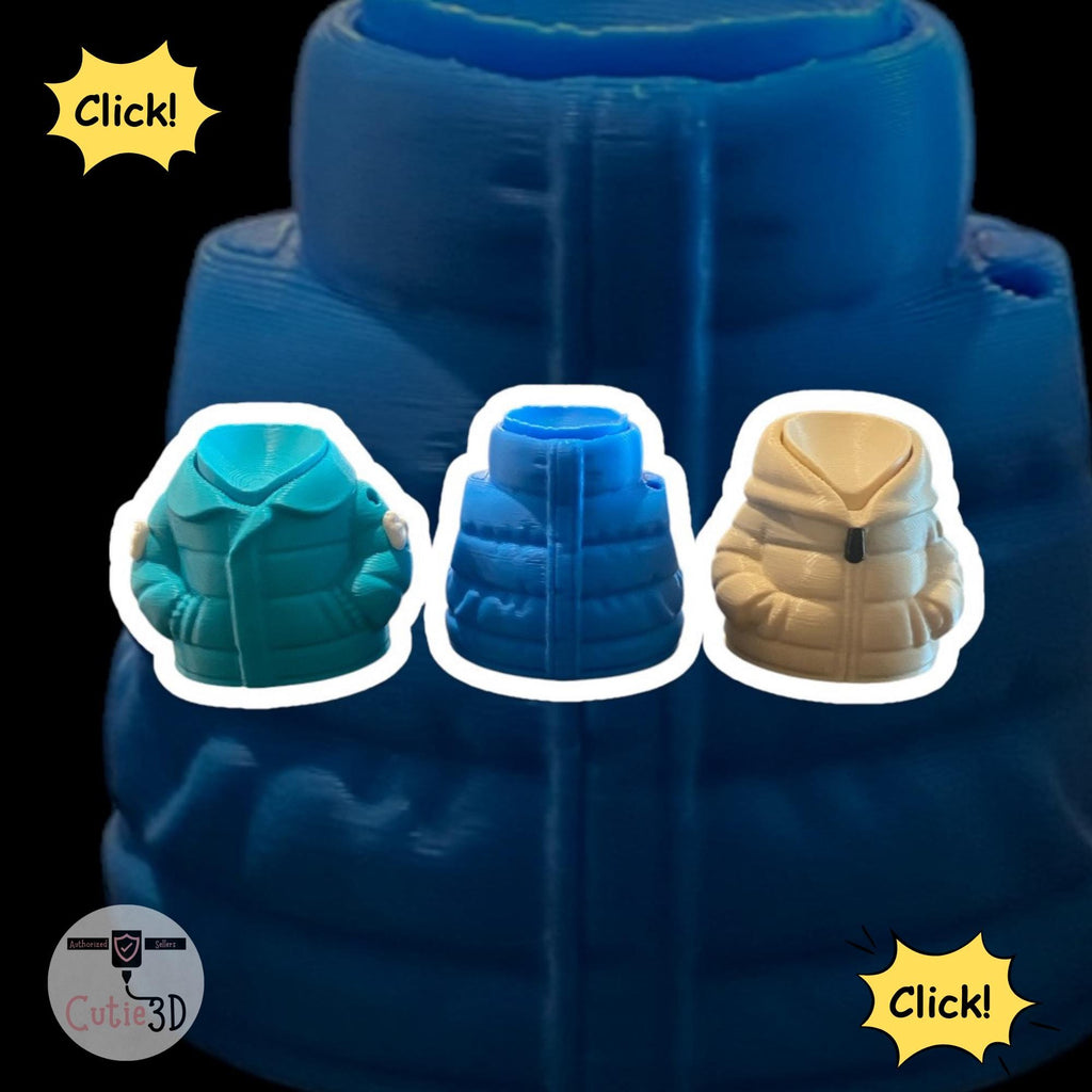 Puffy Coat Anxiety Clicker | Custom Color Personalized Fidget Keychain |