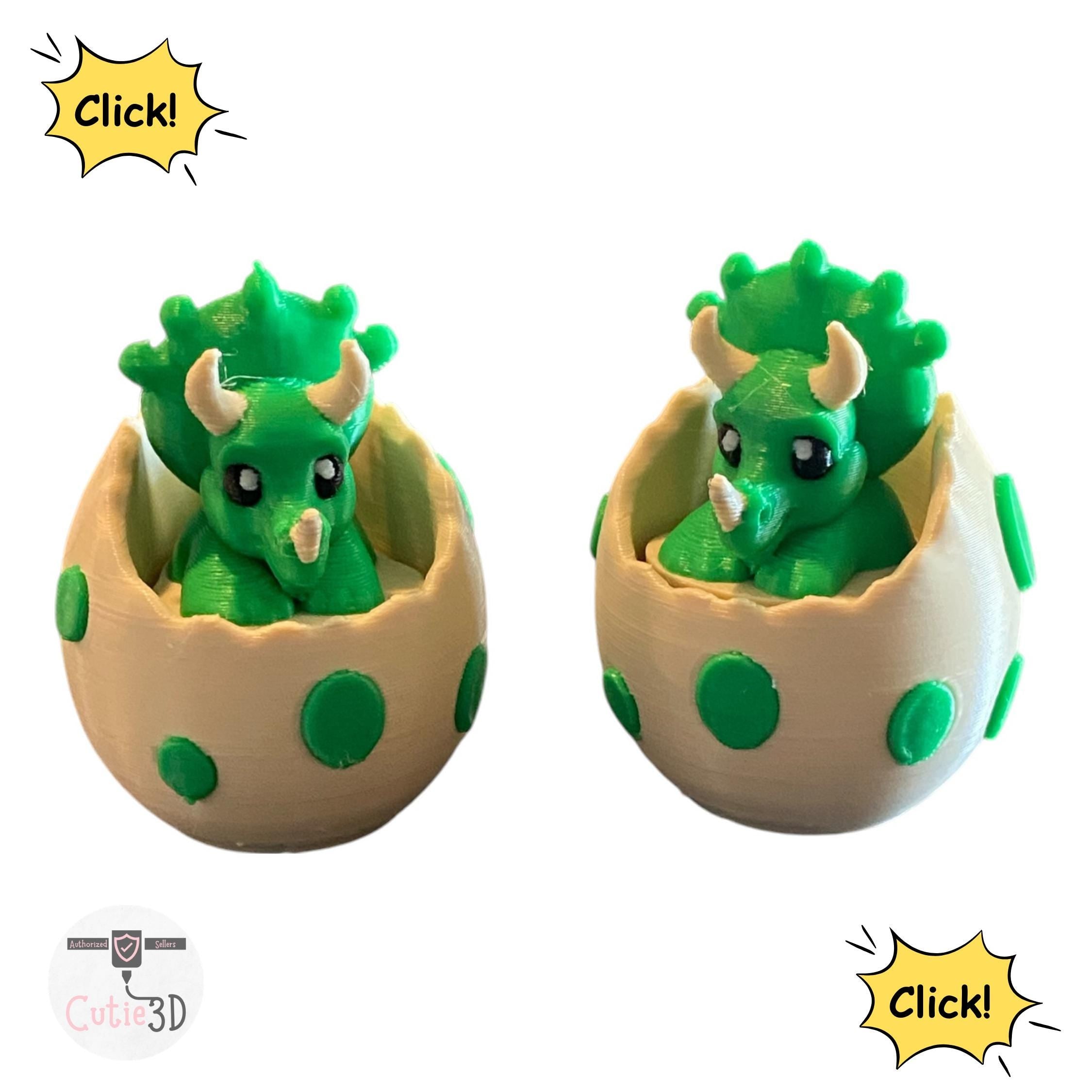 Charming Triceratops in Egg Stress Relief Fidget Clicker | 3D Printed Sensory Toy
