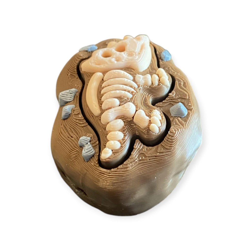Tactile Dinosaur Fossil Anxiety Fidget Clicker Keychain | Dino Sensory Toy | 3D Printed Stress Reliver