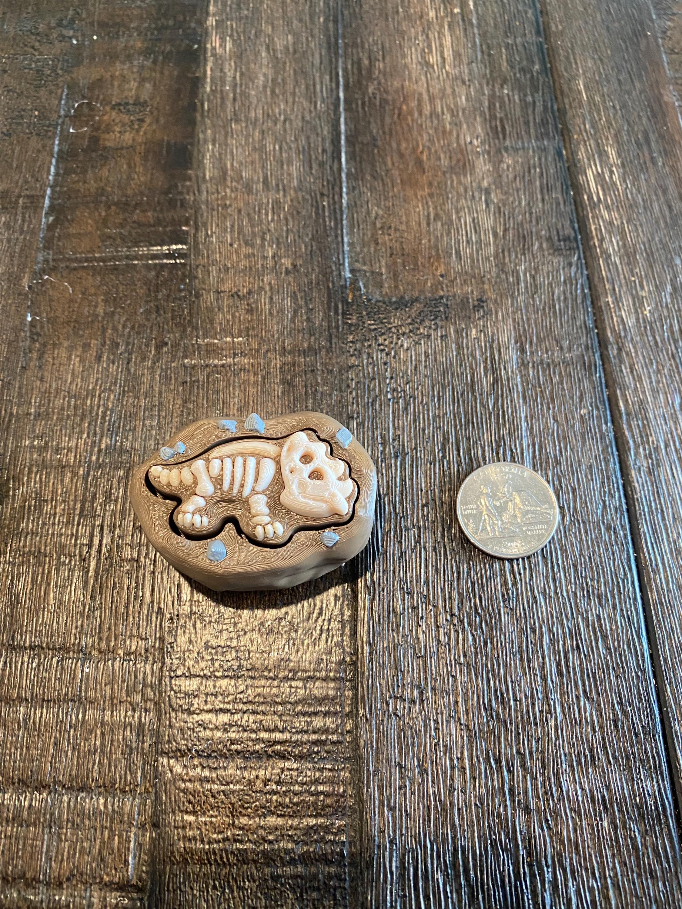 Tactile Dinosaur Fossil Anxiety Fidget Clicker Keychain | Dino Sensory Toy | 3D Printed Stress Reliver