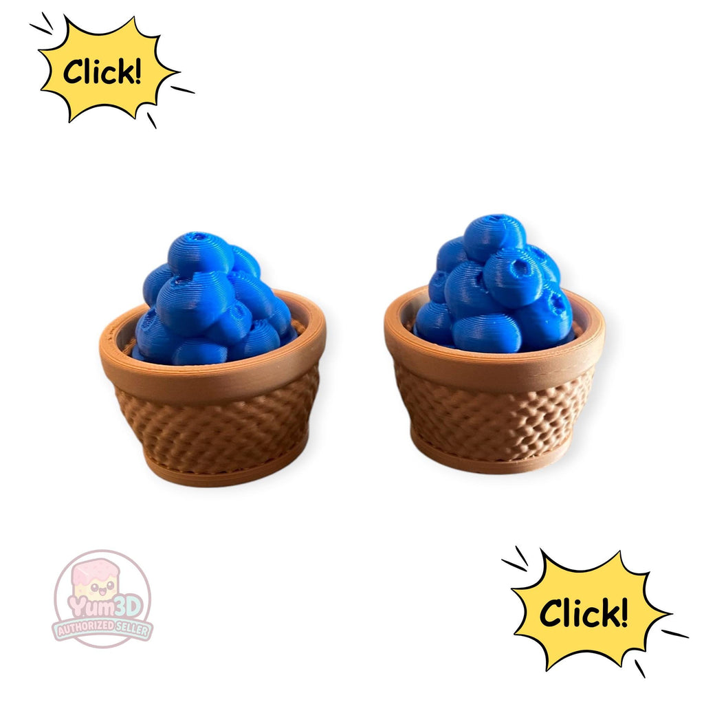 Delightful Spring Blueberry Basket anxiety Fidget Clicker Keychain | 3D Printed Sensory Toy