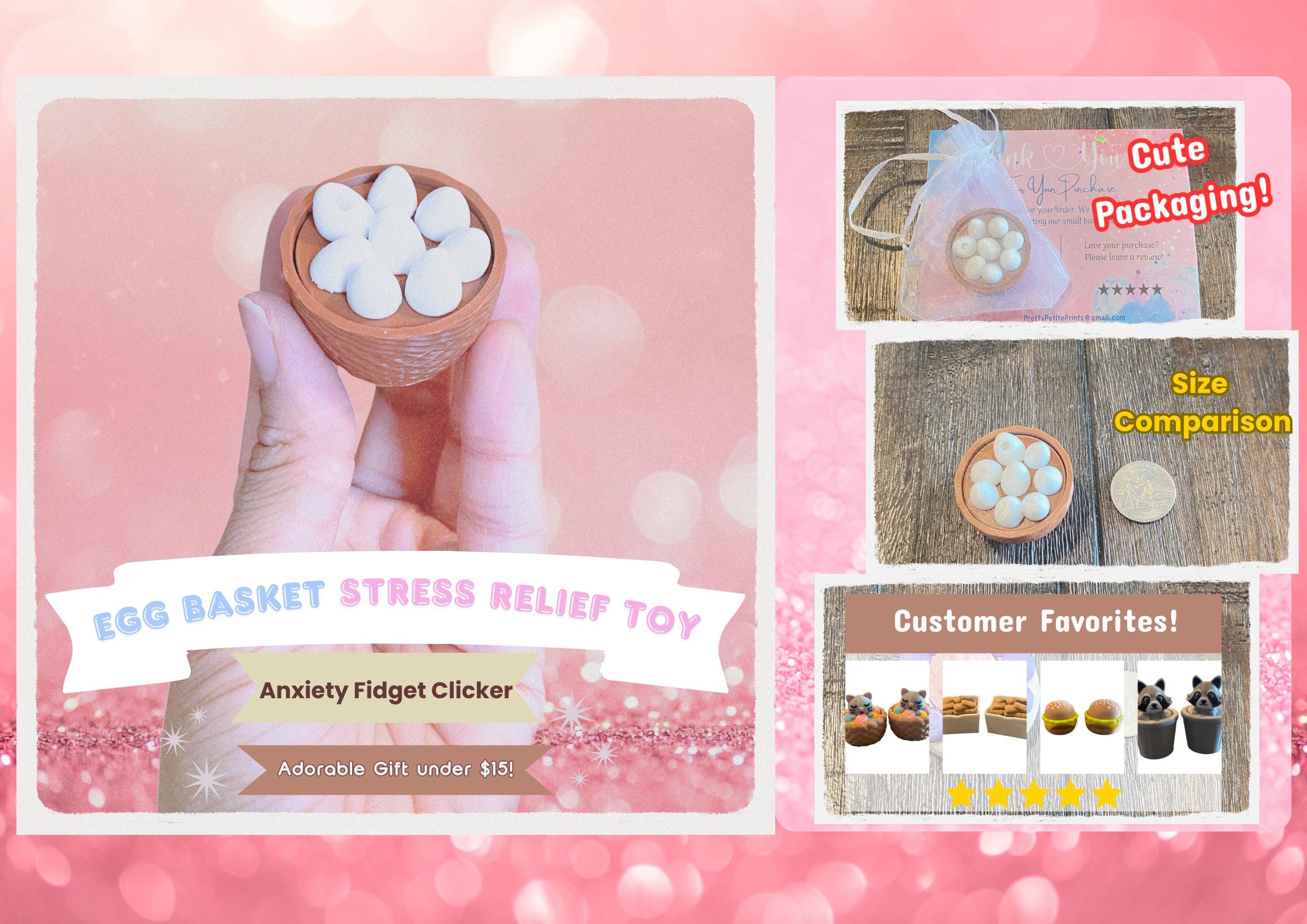 Basket of Eggs Fidget Clicker Keychain | 3D Printed Sensory Toy | Anxiety Relief Gift