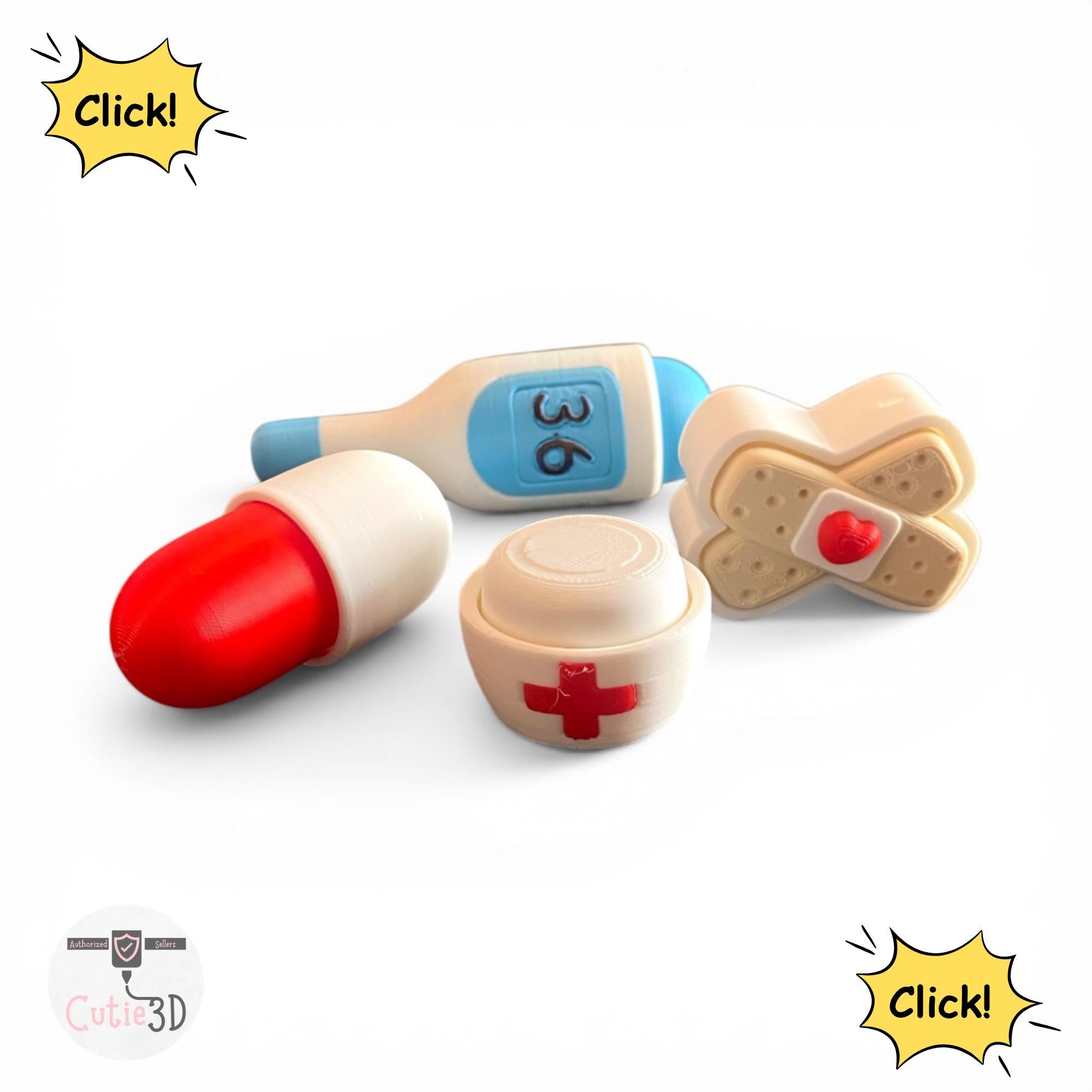Nurse Fidget Clicker Keychain | 3D Printed Sensory Toy, Stress Relief Tool