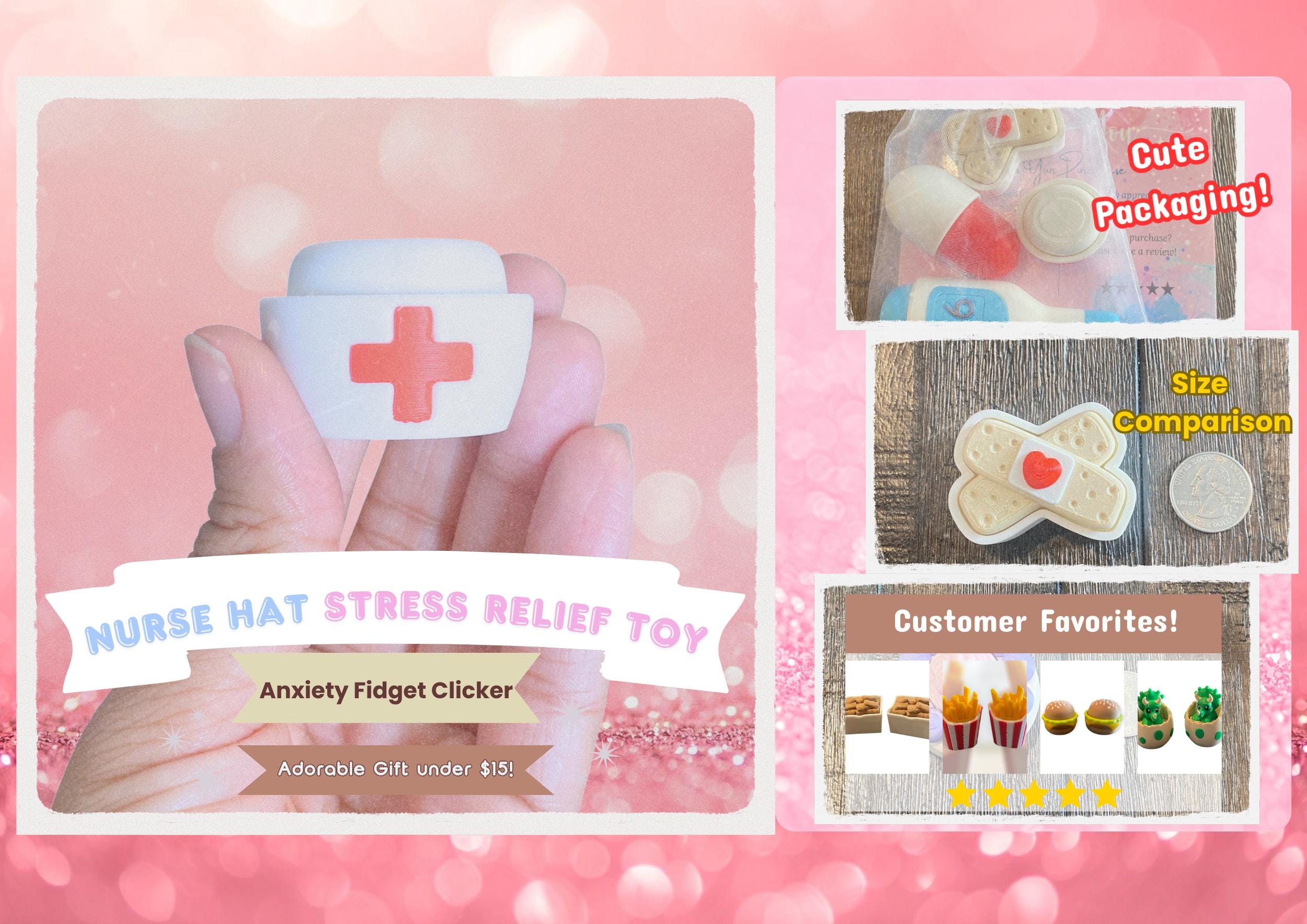 Nurse Fidget Clicker Keychain | 3D Printed Sensory Toy, Stress Relief Tool
