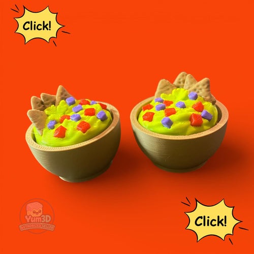3D Printed Guacamole Fidget Toy | Avocado Clicker Keychain, Stress Relief