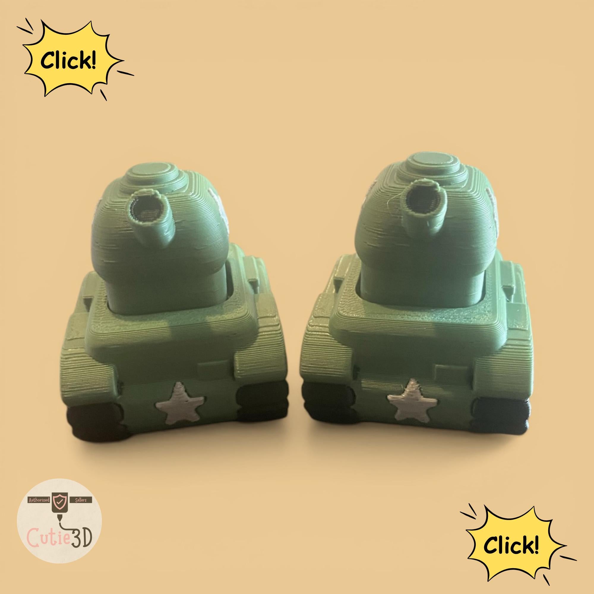 Mini Tank anxiety Fidget Clicker Keychain | 3D Printed Sensory Toy