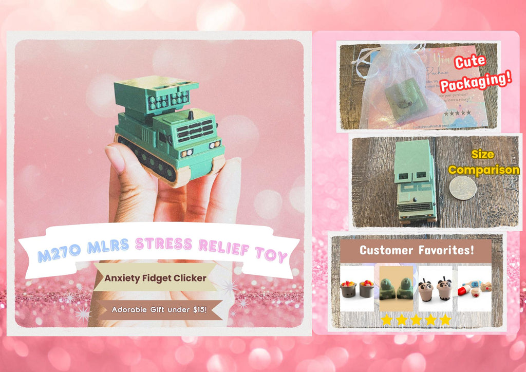 M270 MLRS Fidget Clicker Keychain | 3D Printed Sensory Toy | Unique Anxiety Relief Gift